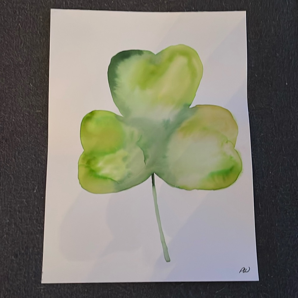Original shamrock watercolor painting 9x12